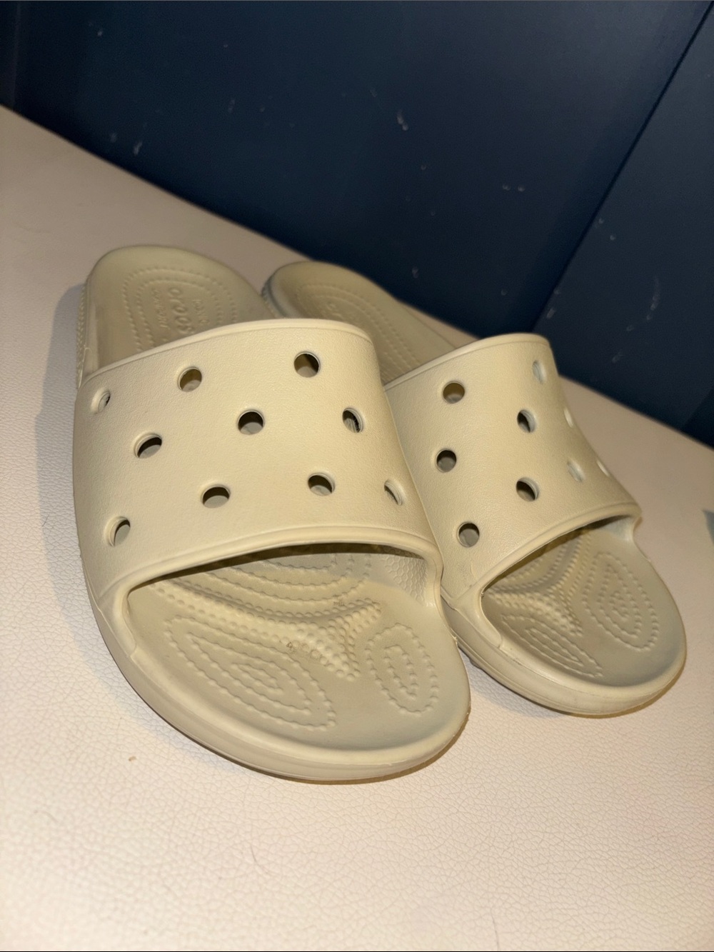 CROCS Classic Ivory Slide Sandals with Vent Holes